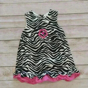 Zebra Print Black White Pink Dress
